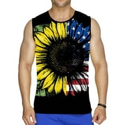 Men's Sleeveless Workout Shirts,American Flag Muscle T-Shirt for Men Big and Tall Beach Graphic Tee Tank Tops