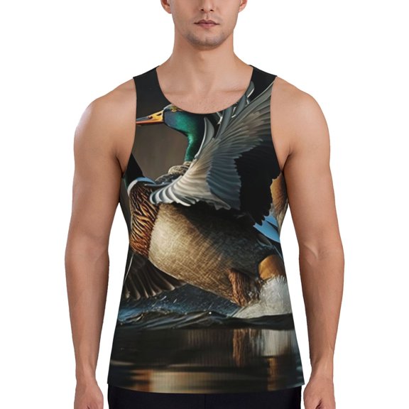 Men's Sleeveless Workout Shirts Athletic Tank Top Gym Muscle, Mallards Duck Cool Hunting