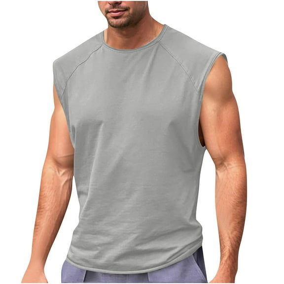 Men's Sleeveless Workout Tank Top – Quick-Dry Muscle Gym Shirt with Cut Off Design, Athletic Beach & Swim Shirt for Summer