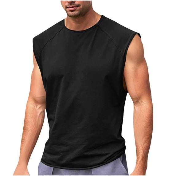 Men's Sleeveless Workout Tank Top – Quick-Dry Muscle Gym Shirt with Cut Off Design, Athletic Beach & Swim Shirt for Summer