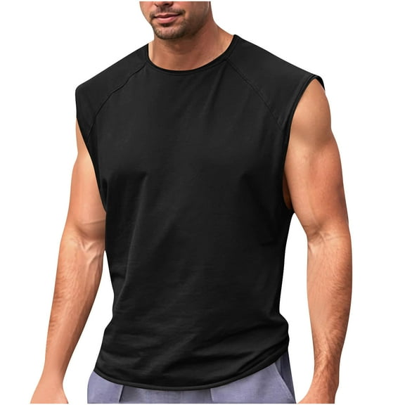 Men's Sleeveless Workout Tank Top – Quick-Dry Muscle Gym Shirt with Cut Off Design, Athletic Beach & Swim Shirt for Summer