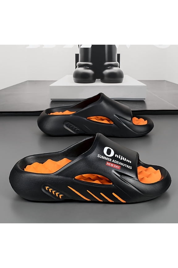 Men's Slide Sandals, Casual Non-Slip Slippers, Indoor Outdoor Sports Beach Shower Open Toe Shoes, Size, EVA Upper, Plaid Pattern, Spring SummerSuitable for Men & Women