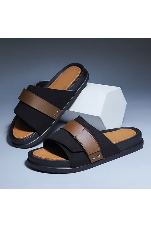 Men’s Slide Sandals, Casual Open Toe Slippers, Lightweight Comfort Indoor Outdoor Summer Footwear
