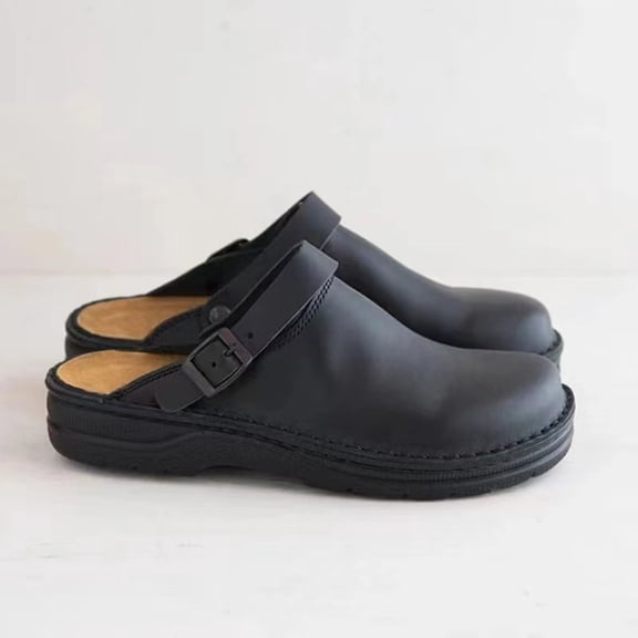 Men's Slides Adjustable Slip on Sandals Fashion Casual Buckle-Top Fashionable Summer And Fall Breathable Flat Beach Sandals