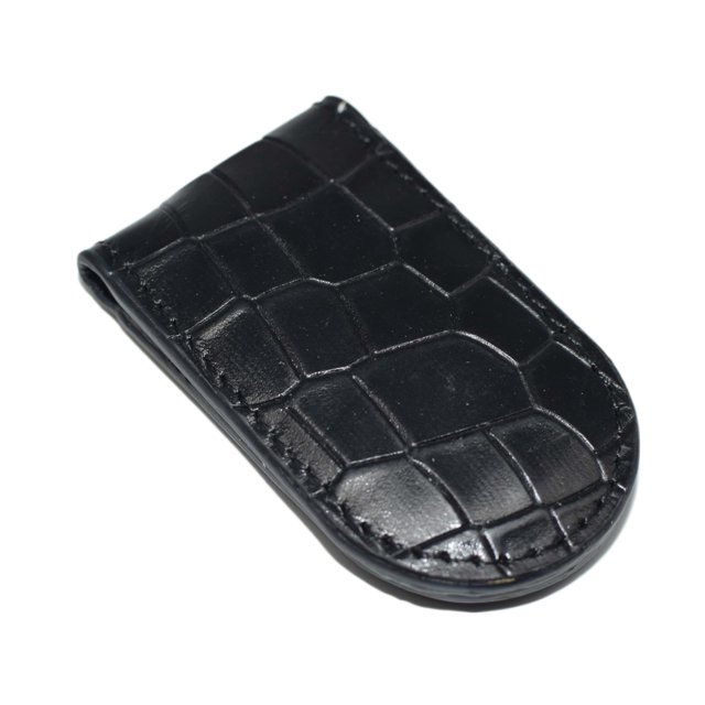 Men's Slim Croco Leather Strong Magnetic Money Clip Croco Black