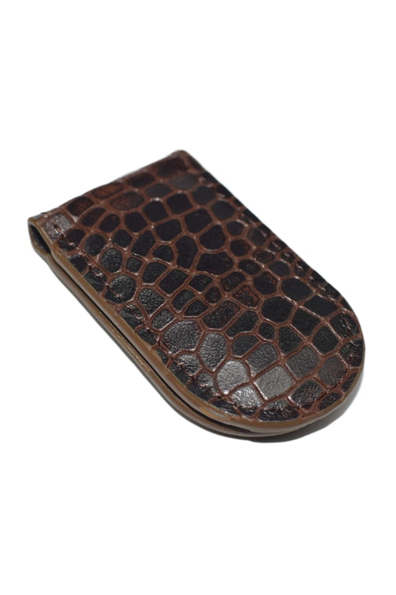 Men's Slim Croco Leather Strong Magnetic Money Clip Croco Brown