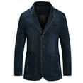 thumbnail image 1 of Men's Slim Denim Blazer Vintage Three Buttons Single Cowboy Jacket Long Sleeve Casual Coat, 1 of 7