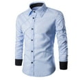 thumbnail image 1 of Men's Slim Fashion Casual Shirt Lapel Long Sleeve Plaid Button Down Shirts Class Wrinkle-Free Dress Shirt, 1 of 4