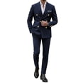 thumbnail image 1 of Men's Slim Fit 2 Piece Suit Double Breasted Business Wedding Prom Tuxedo Suits Blazer Jacket & Dress Pants Set, 1 of 9