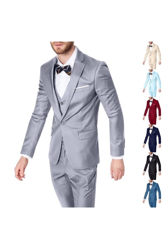 Men's Slim Fit 2-Piece Suit Set, Business Blazer Jacket and Dress Pants, Formal Wear For Wedding Party and Special Occasions,Black,2XL
