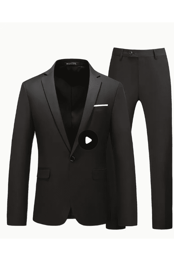 Men's Slim Fit 2-Piece Suit Set One Button Solid Formal Tuxedo Jacket & Pants for Business Wedding Prom Party Banquet
