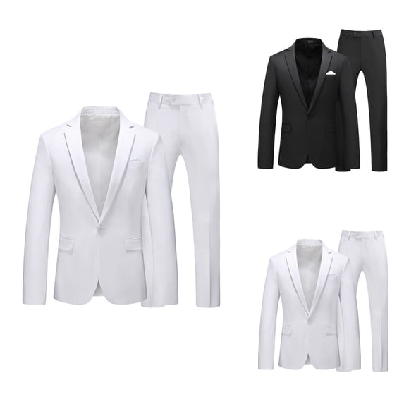Men's Slim Fit 2-Piece Suit with 1-Button Jacket Pants Formal Tuxedo Set for Business Wedding Party