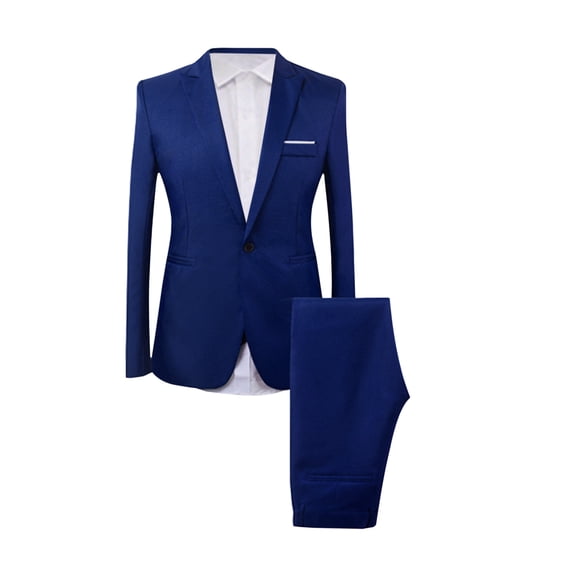 Men's Slim Fit 3 Piece Suit One Button Waterproof Business Wedding Dress Tux Suit Set Jacket Shirt Pants Big and Tall Size M-5XL Dark Blue
