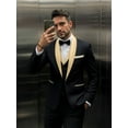 thumbnail image 1 of Men's Slim Fit 3 Piece Suit Set: Shawl Lapel Blazer Jacket, Vest & Pants - Formal Wedding Tuxedo, 1 of 6