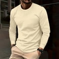 thumbnail image 1 of Men's Slim Fit Basic Round Neck T-Shirt Long Sleeve Solid Color T Shirts Casual Knit Pullover Thermal Brrathable Tops, 1 of 6