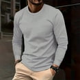 thumbnail image 1 of Men's Slim Fit Basic Round Neck T-Shirt Long Sleeve Solid Color T Shirts Casual Knit Pullover Thermal Brrathable Tops, 1 of 6