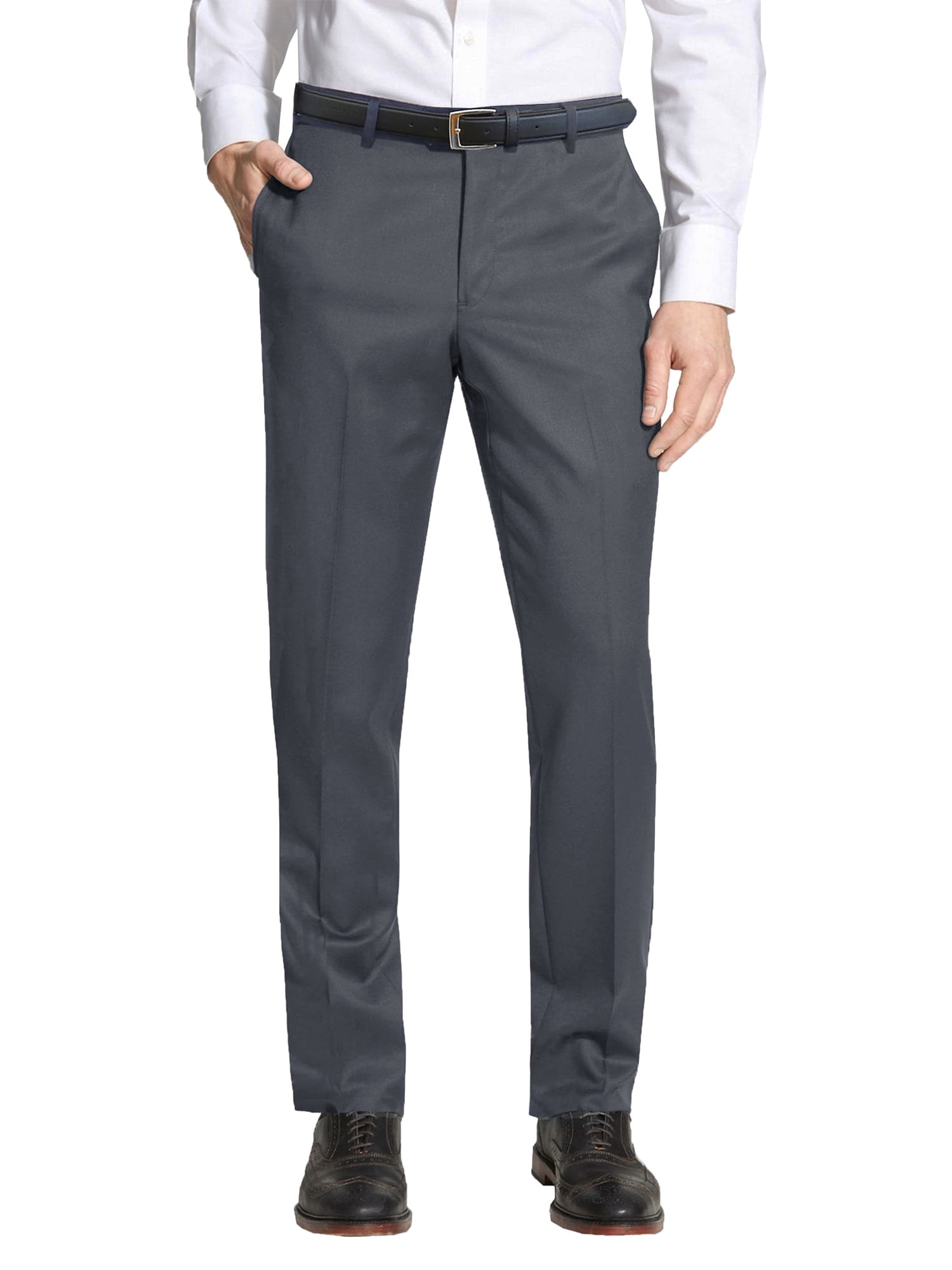 Men’s Slim-Fit Belted Casual Dress Pants - Walmart.com