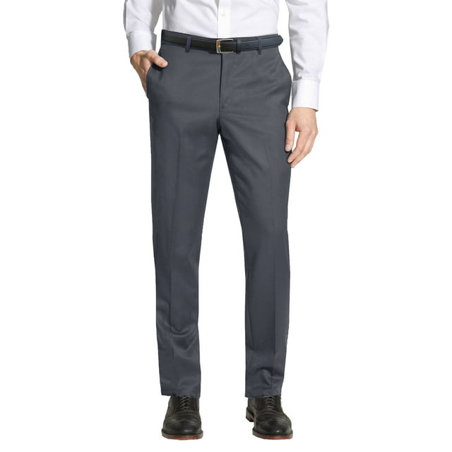 Men’s Slim-Fit Belted Casual Dress Pants - Walmart.com