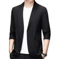 thumbnail image 1 of Men's Slim Fit Blazer Jacket Summer Lightweight Sport Coat 2 Button Casual Fashion Long Sleeve Pocket Notch Lapel Black Medium, 1 of 1