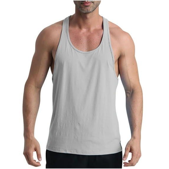 Men's Slim Fit Breathable Cotton Tank Undershirts Y Back Sleeveless Workout Shirts Size 3XL Gray