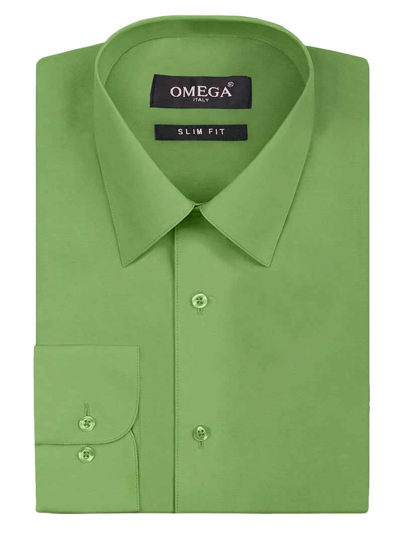 apple green mens dress shirt Men's Basic Solid Color Button Up Dress Shirt (Apple Green) Apple Green / 5X-Large/21-21.5 Neck/36-37 Sleeve main image 1