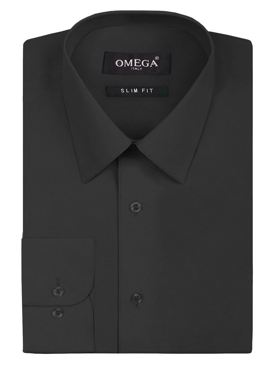 OmegaTux Men's Slim Fit Button Up Long Sleeve Solid Dress Shirt - Black - L (16-16.5) 36/37 Sleeve, Size: Large (16-16 ) 36/37 OmegaTux Men's Slim Fit Button Up Long Sleeve Solid Dress Shirt - Black - L (16-16.5) 36/37 Sleeve, Size: Large (16-16 ) 36/37