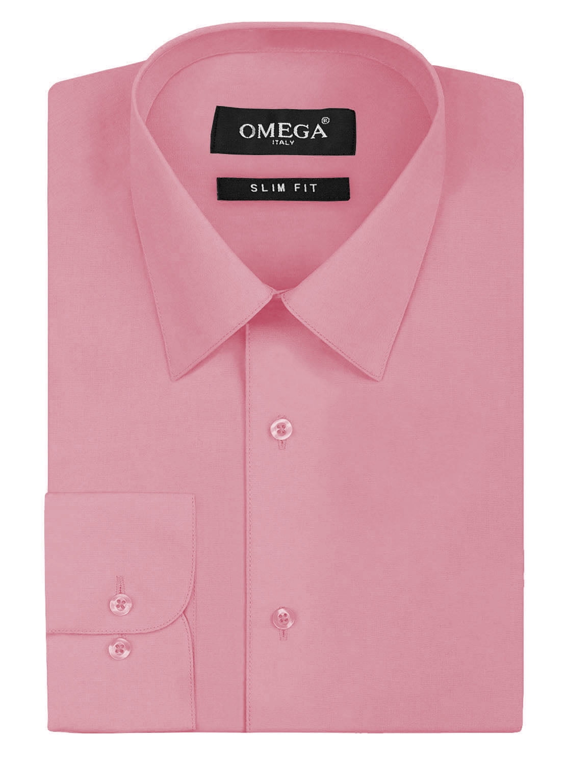 Men's Slim Fit Button Up Long Sleeve Solid Dress Shirt - Pink - M (15-15.5)  32/33 sleeve - Walmart.com