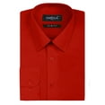 thumbnail image 1 of Men's Slim Fit Button Up Long Sleeve Solid Dress Shirt - Red - L (16-16.5) 32/33 sleeve, 1 of 5