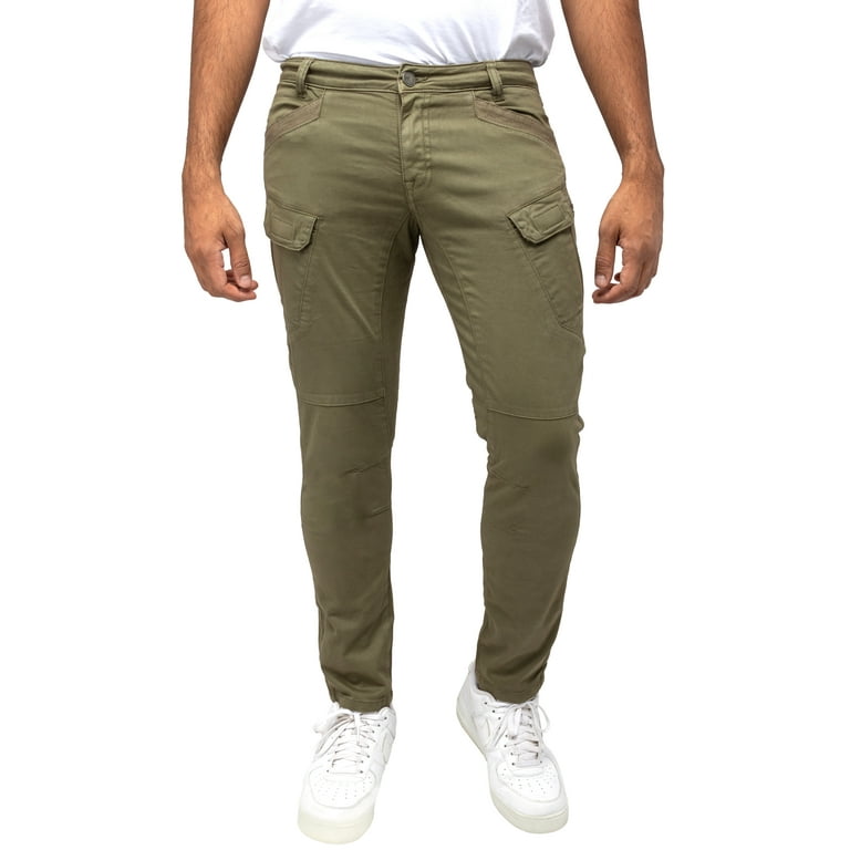 X RAY Men's Slim-Fit Stretch Cargo Pants, Flex Hiking Casual Multi Pockets  Work Pant, Olive, 34W x 30L 