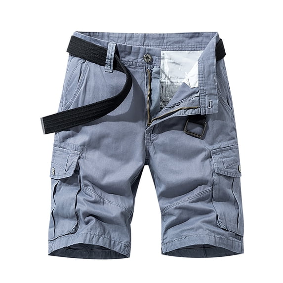 Men's Slim Fit Cargo Shorts Summer Multi Pockets Work Shorts Outdoor Wear Big and Tall Size 30-38 Gray
