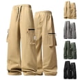 thumbnail image 1 of Men's Slim Fit Cargo Workwear Pants, Straight Leg Drawstring Elastic Waist Multi Pockets Casual Trousers Joggers, Quick Dry Breathable Lightweight Stretchy, Outdoor Hiking Gym, 1 of 7
