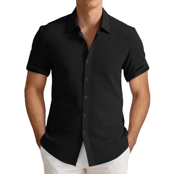 Men's Slim Fit Casual Button Down Shirt Breathable Summer Stretch Comfortable Daily Wear Fashion Knit Shirt Men's Loose Fit Casual Fashion Shirt