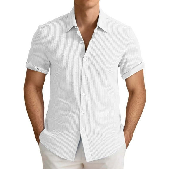 Men's Slim Fit Casual Button Down Shirt Breathable Summer Stretch Comfortable Daily Wear Fashion Knit Shirt Men's Loose Fit Casual Fashion Shirt