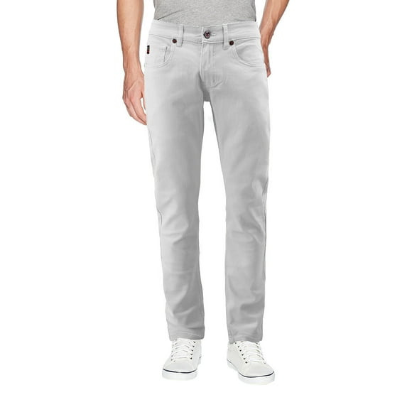 Men's Slim Fit Casual Skinny Jeans Straight Leg Stretch Cotton Denim Pants (White, 38 x 30)
