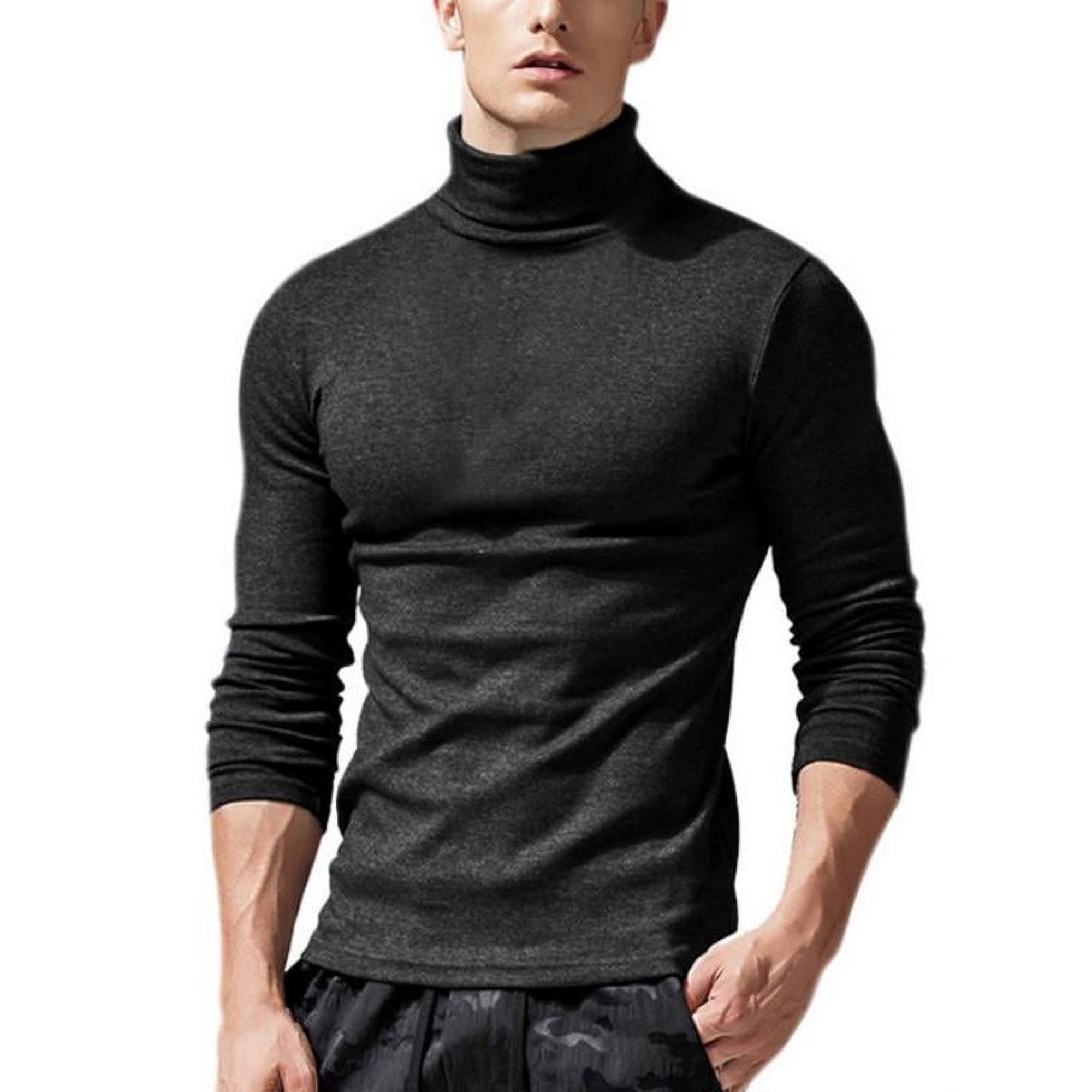 Men's Slim Fit Casual Turtleneck Sweaters Long Sleeve Warm Basic Tight  Tops,Autumn Thermal Pullover Sweater Base-Later Warm Soft Comfy Sweaters,XS-XL  Black - Walmart.com