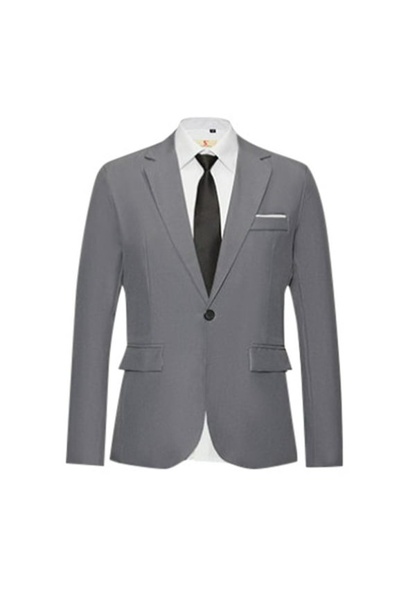 Men's Slim Fit Casual for Business Travel and Daily Attendance Lightweight Tailored Suit Jacket with Double Pockets