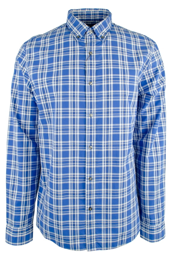 Men's Slim Fit Check Cotton Long Sleeve Shirt-NB-S