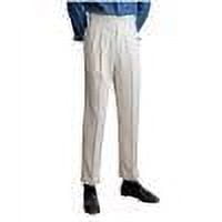 Men's Slim Fit Chino Pants Cotton Pockets Elastic Waist Full Length Pants White