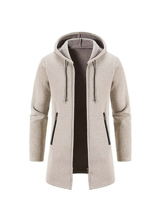 Suanret Men Warm Winter Fluffy Coat Fleece Jackets Hooded Outerwear