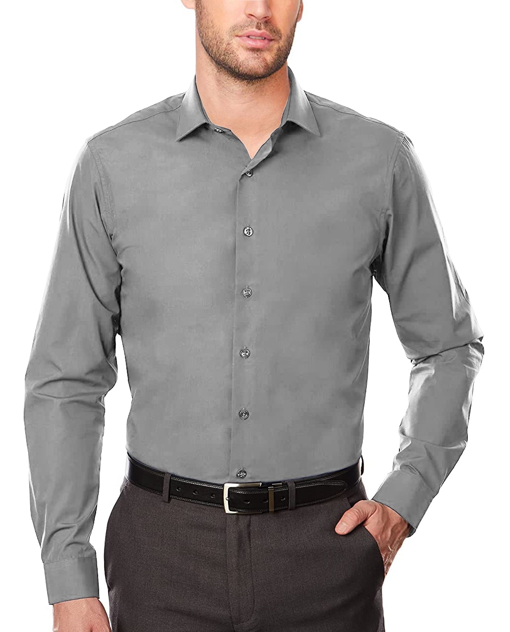 grey dress shirt walmart W252025Check