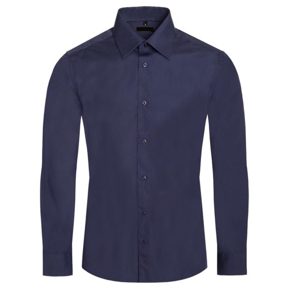 Men's Slim Fit Cotton Spandex Stretch Fitted Long Sleeve Standard Cuff Lightweight Casual Dress Shirt