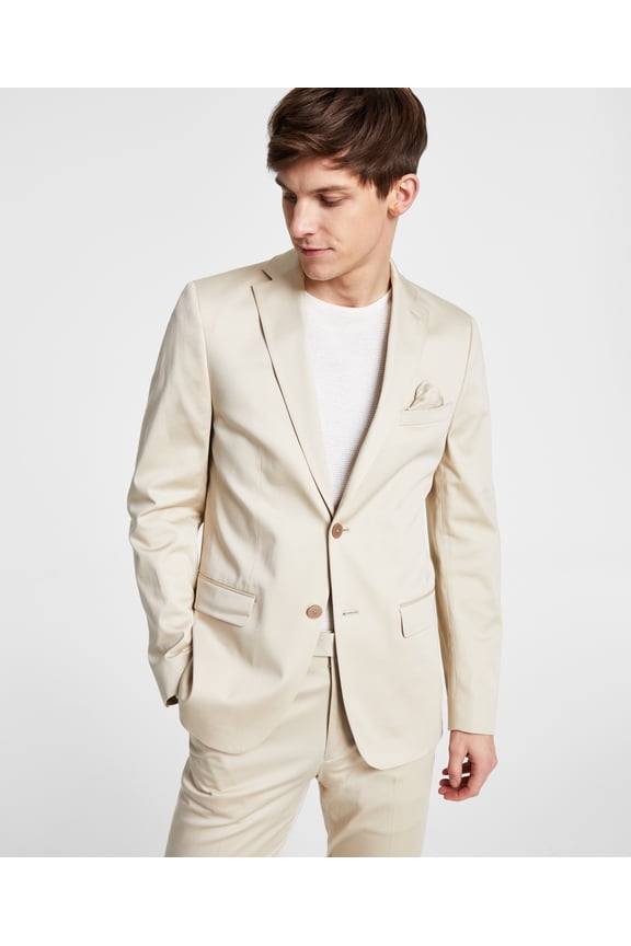 Men's Slim-Fit Cotton Suit Jacket Tan 40L