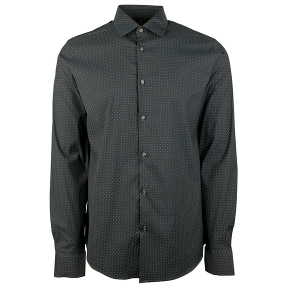 Men's Slim Fit Dot Print Long Sleeves Shirt-DM-Large