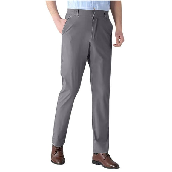 Men's Slim Fit Dress Pants Stretch Casual Business Suit Pants Straight Leg Business Pants Dark Gray
