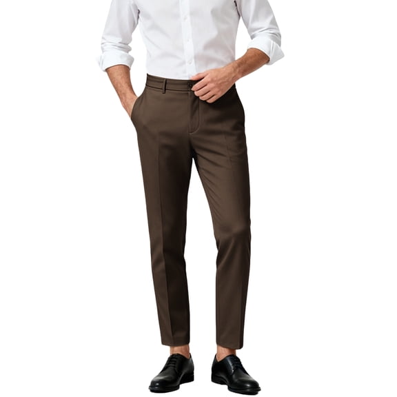 Men's Slim Fit Dress Pants for Office Wear & Formal-Casual Occasions Brown XL