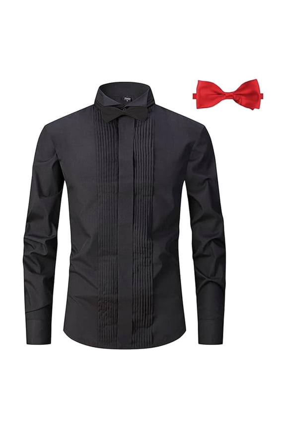 Men's Slim Fit Dress Shirt Long Sleeve Formal Tuxedo Shirt Solid Color Button Down Shirt for Performance Wedding Party Business Occasions Men's Loose Fit Shirt Summer Oversized Button Tee