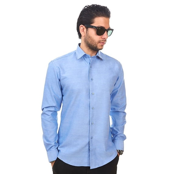 Men's Slim Fit Dress Shirt Long Sleeve Spread Collar Fitted Convertible Cuff