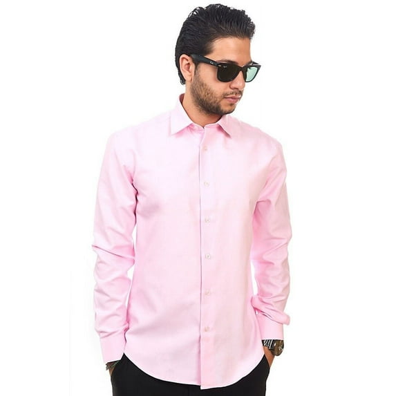Men's Slim Fit Dress Shirt Long Sleeve Spread Collar Fitted Convertible Cuff