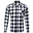 thumbnail image 1 of Men's Slim Fit Flannel Shirts Vintage Buffalo Plaid Shirt Long Sleeve Casual Button Down Dress Shirts White 2XL, 1 of 5
