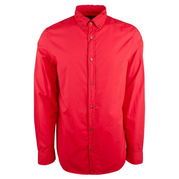 Men's Slim Fit Garment Dyed Long Sleeve Shirt-F-XL